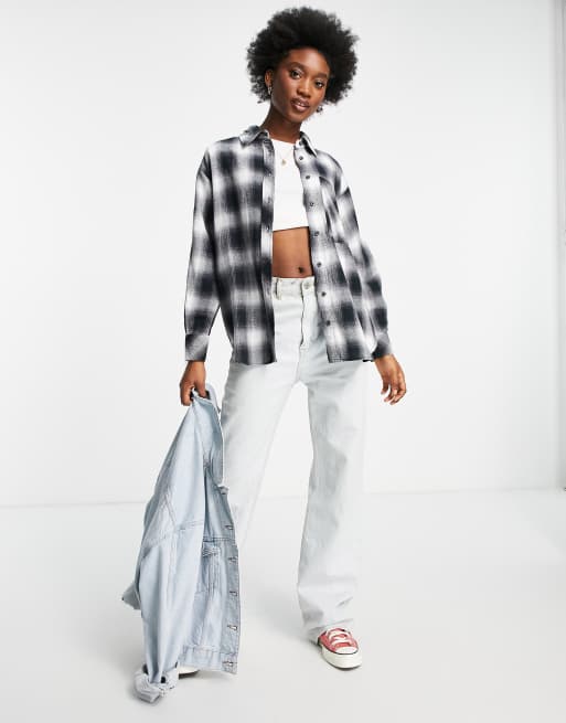 Stradivarius shirt in mono plaid