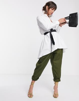stradivarius white cargos