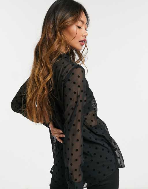 Stradivarius shirt with polka dot in black ASOS