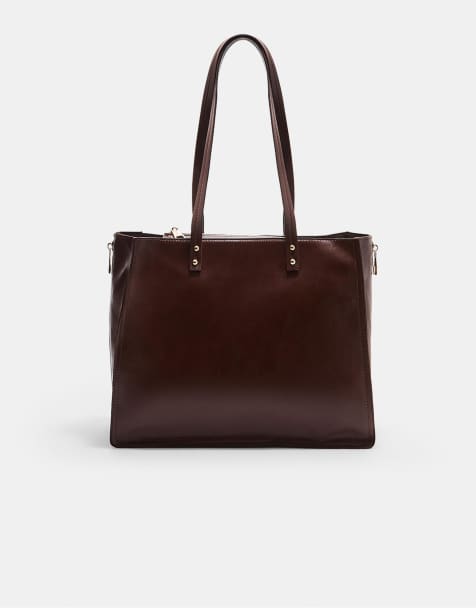 Stradivarius Shopper bag with side zip in brown - view 1