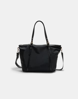 Stradivarius - Shopper in Schwarz mit Kontrast-Details
