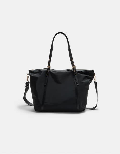Stradivarius – Shopper in Schwarz mit Kontrast-Details - view 1