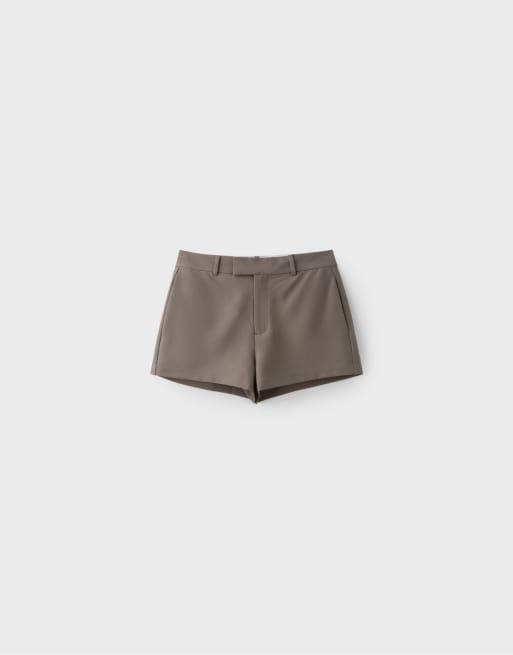Stradivarius short ajusté avec passants de ceinture marron, 6 de 7
