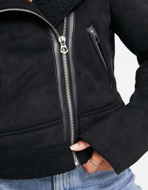 Short Shearling Aviator Jacket Aviator Bomber Jacket 