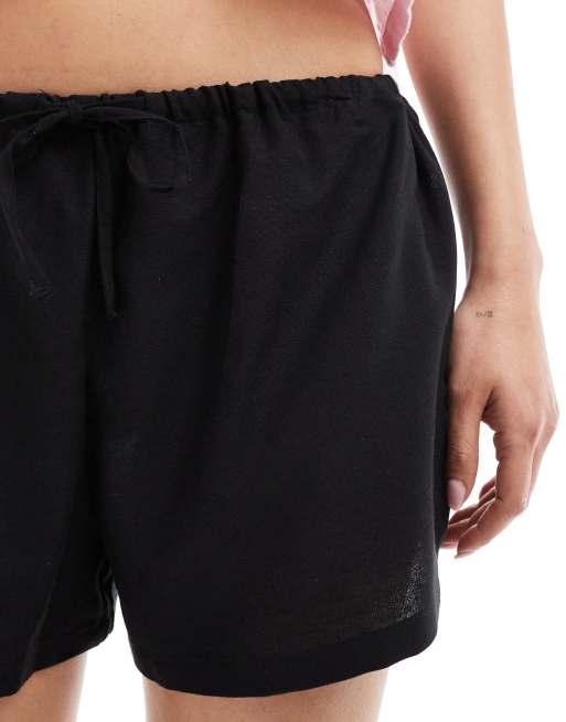 Short En Coton Femme Short Fluide En Coton Et Effet Lin Blanc