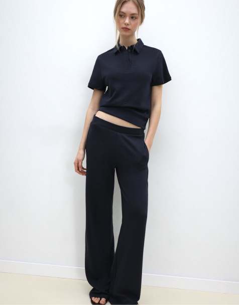 Stradivarius Short sleeve polo t-shirt in dark blue