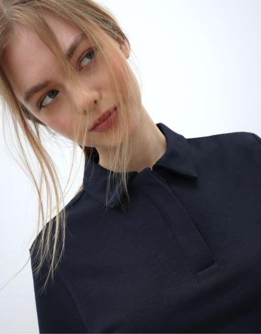 Stradivarius Short sleeve polo t-shirt in dark blue, 3 of 4