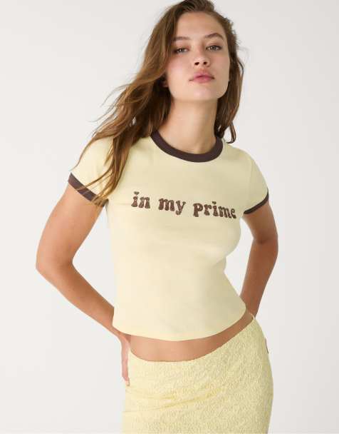 Stradivarius short sleeve t-shirt in pastel yellow - view 1