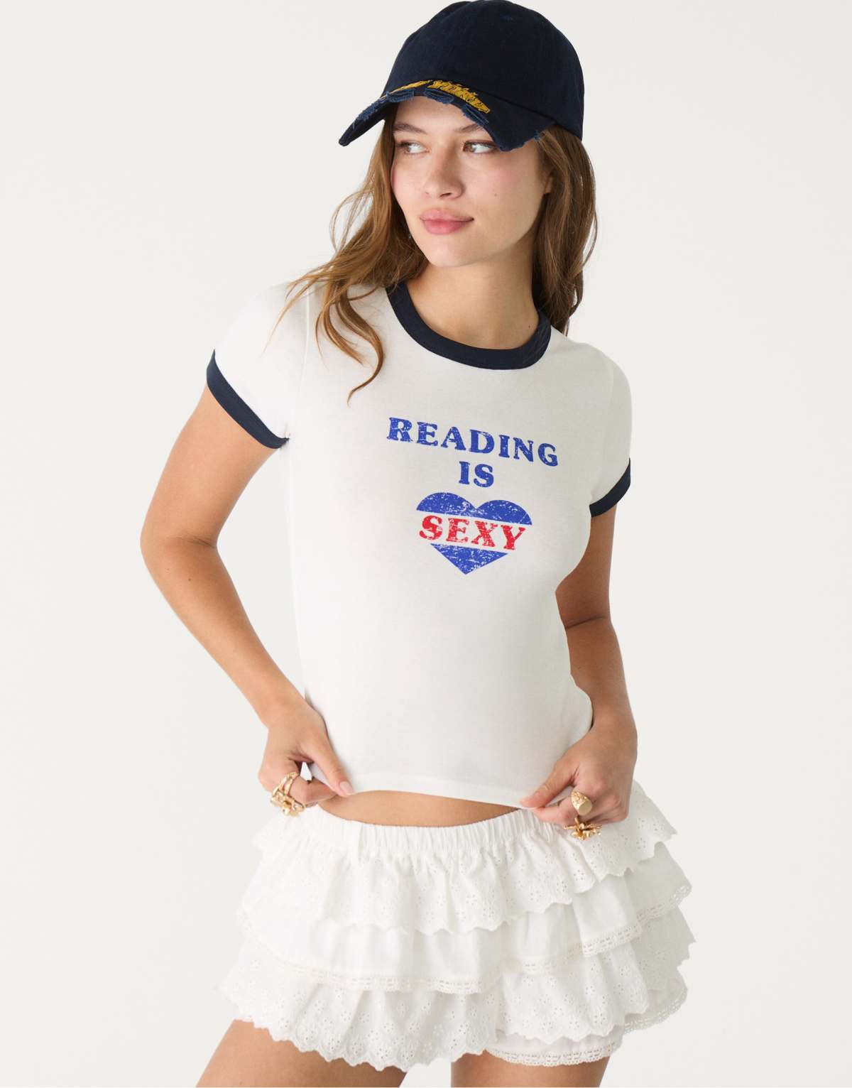 Stradivarius short sleeve t-shirt in white