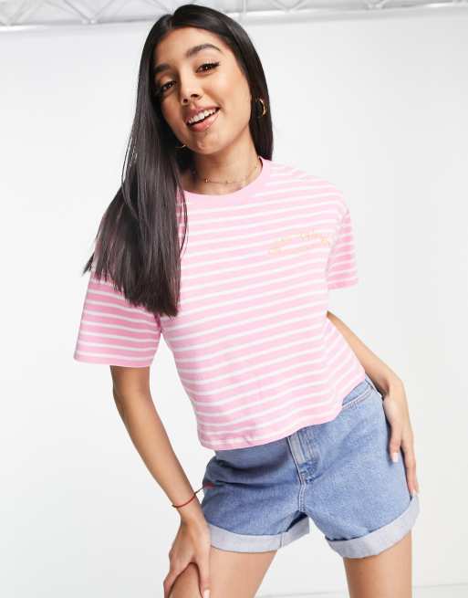 Stradivarius short sleeve tee with palm springs embroidery 