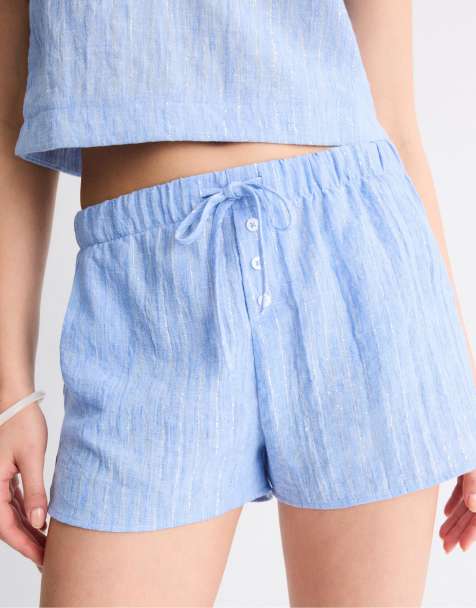 Stradivarius - Short style champêtre à fils métallisés - Bleu ciel - view 1