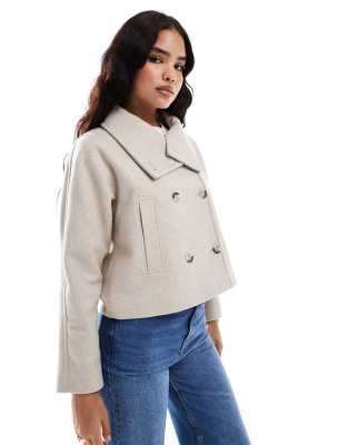 short tailored jacket in ecru-Neutral