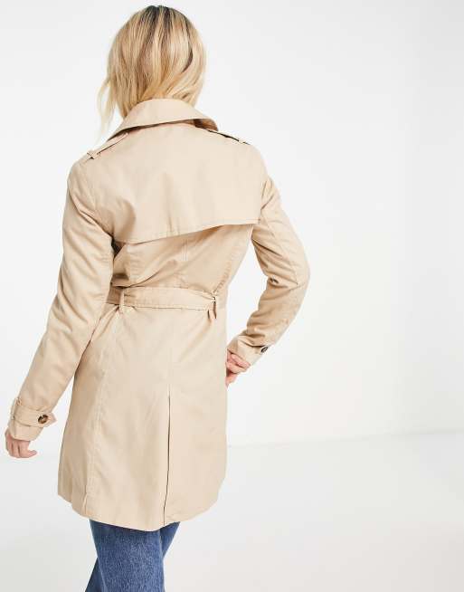 Stradivarius short trench coat in camel ASOS