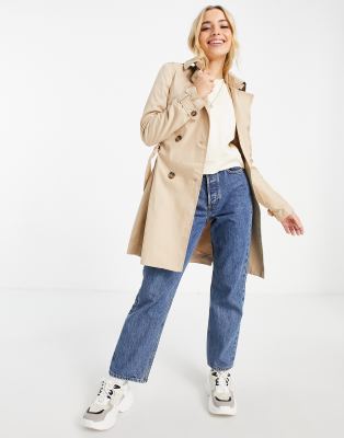 Stradivarius Short Trench Coat In Camel-neutral ModeSens