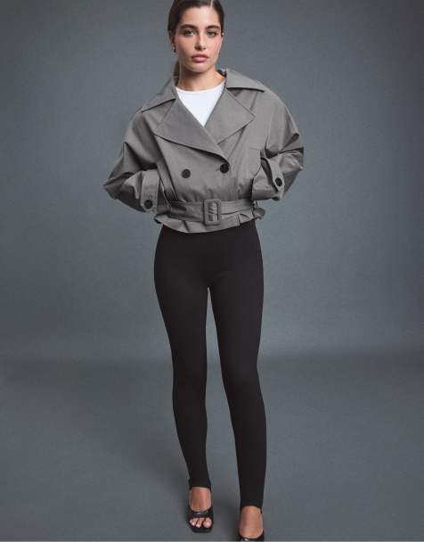 Stradivarius Short trench coat with padded shoulders in grey - view 1