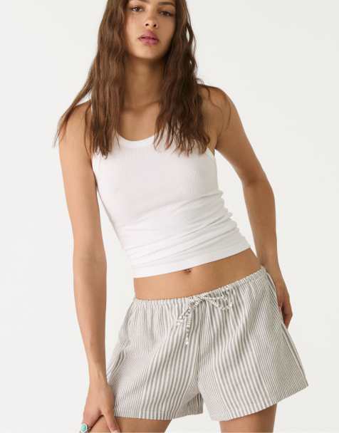 Stradivarius – Shorts aus Leinenmix in Grau - view 1