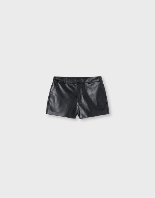 Stradivarius shorts habillés effet cuir noirs, 6 de 7