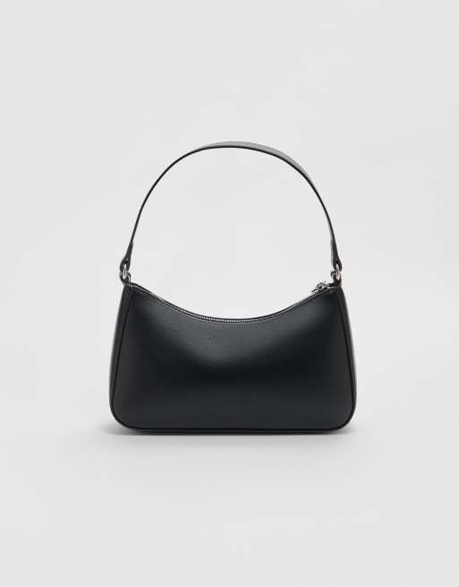 Stradivarius Shoulder bag with chain detail in black, 4 of 4