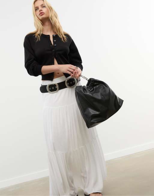 Stradivarius Shoulder bag with chain in black, 4 of 4