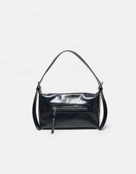 Stradivarius Shoulder bag with front pocket in black - view 1