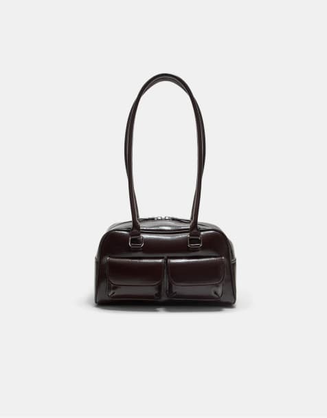Stradivarius Shoulder bag with pockets and long strap in brown - view 1