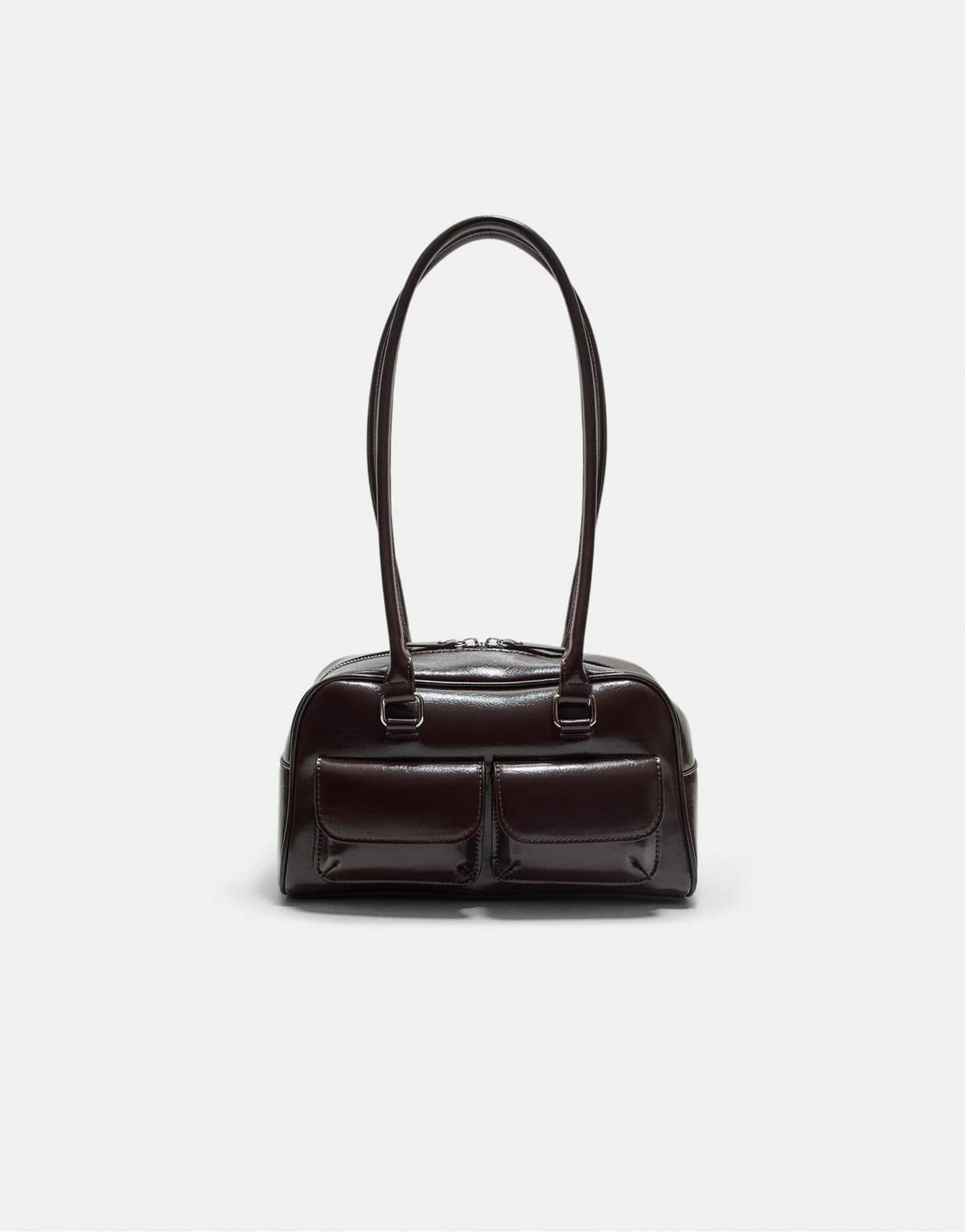 Stradivarius Shoulder bag with pockets and long strap in brown
