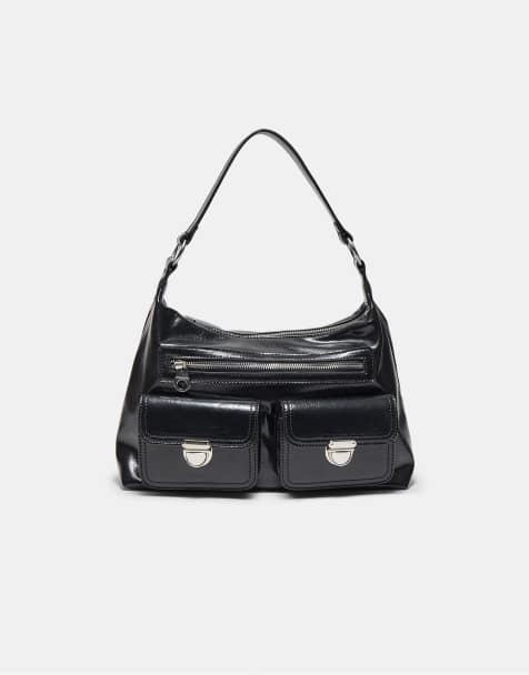 Stradivarius Shoulder bag with pockets in black - view 1