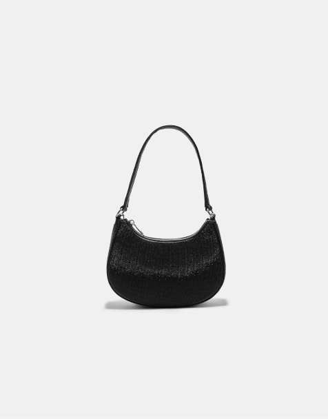 Stradivarius Shoulder bag with rhinestones in black - view 1