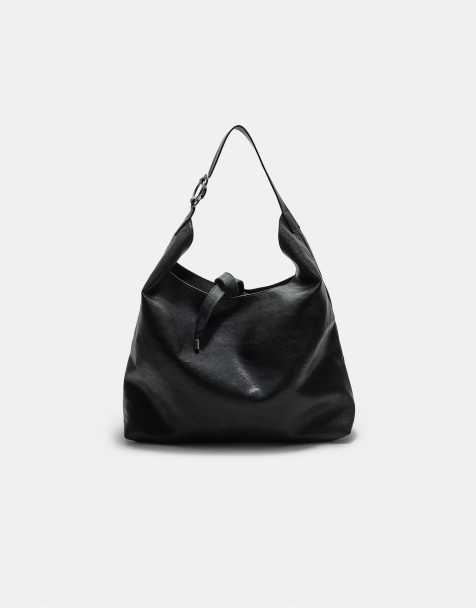 Stradivarius Shoulder bag with ring details in black - view 1