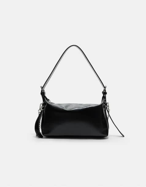 Stradivarius Shoulder bag with strap detail in black - view 1