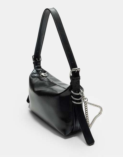 Stradivarius Shoulder bag with strap detail in black, 3 of 3