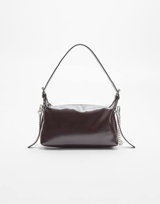 Stradivarius shoulder bag with strap detail in brown | ASOS