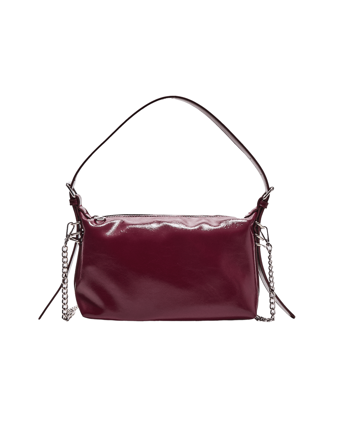 Stradivarius shoulder bag with strap detail in burgundy