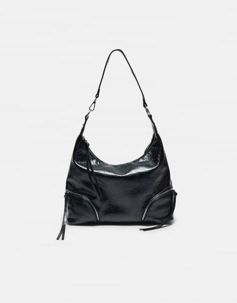 Stradivarius Shoulder bag with zips in black - view 1