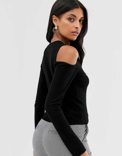 Black sweater 2025 with shoulder cutouts