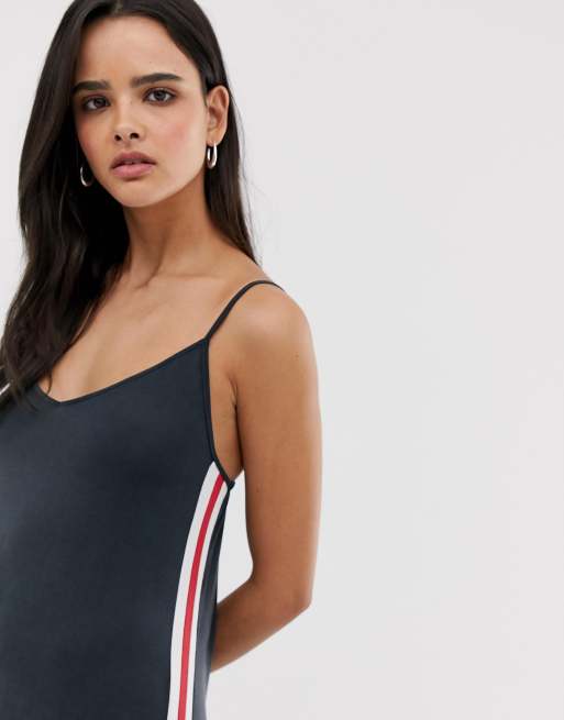 Stradivarius side stripe cami dress plain