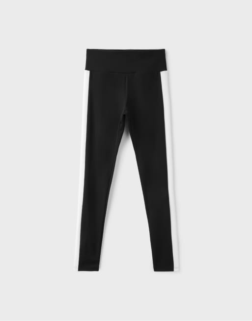 Stradivarius Side-stripe leggings in black, 6 of 7