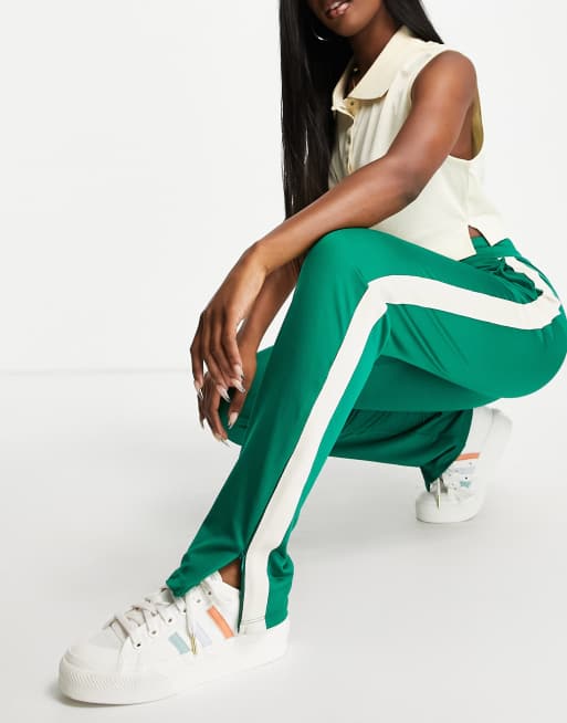 Stradivarius side stripe track jogger in green | ASOS