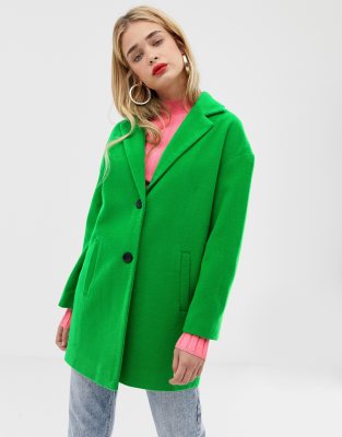 Stradivarius single breasted coat in green