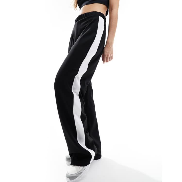 Black side stripe joggers online