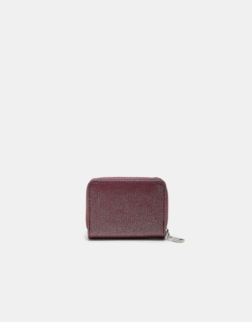 Stradivarius skimrande rektangulär handväska i burgundy, 2 av 4