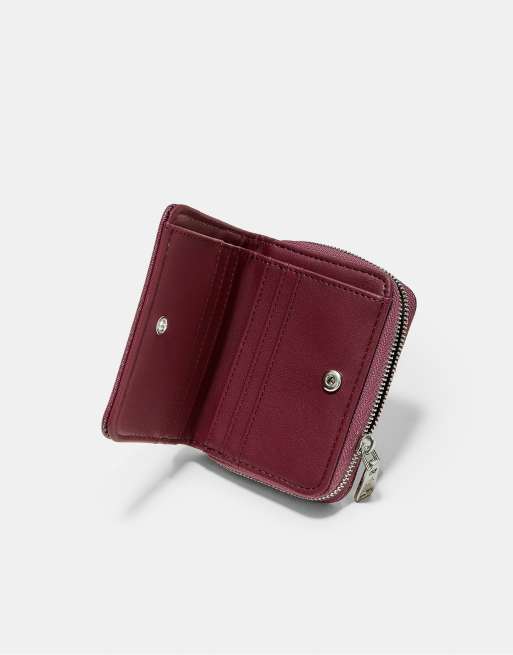 Stradivarius skimrande rektangulär handväska i burgundy, 4 av 4