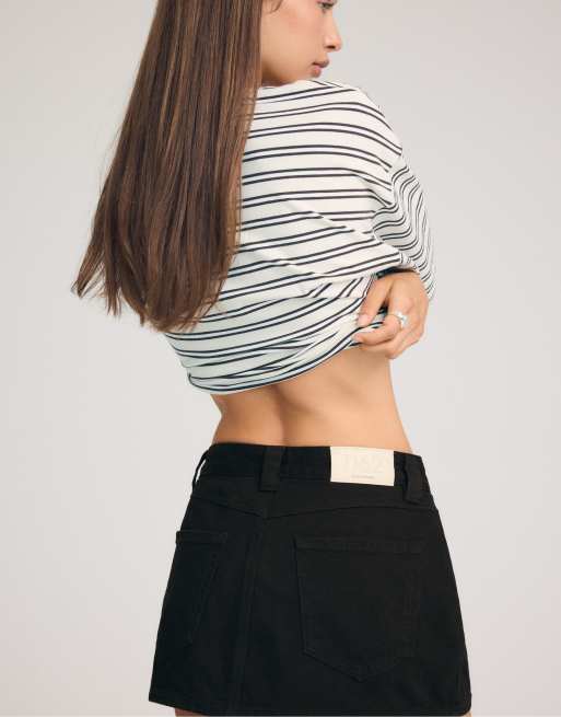 Stradivarius skort en denim noir, 3 de 7