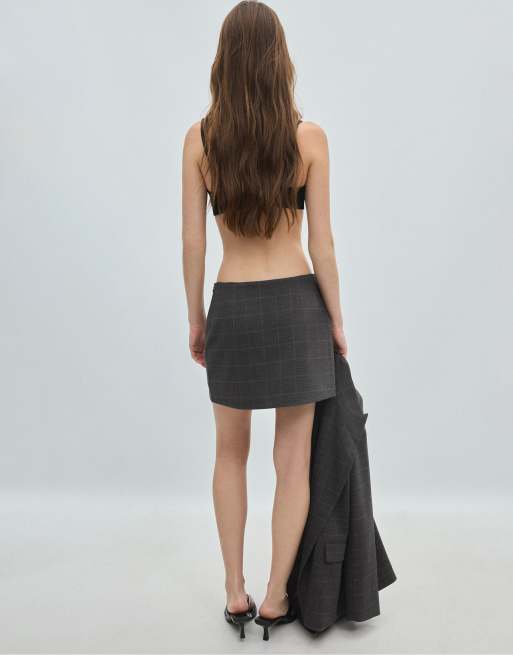 Stradivarius skort med slits i sidan i beige, 3 av 7