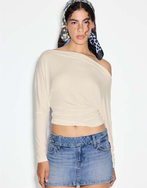 Stradivarius skort met hamerlus in middenblauwe denim, 5 van 7
