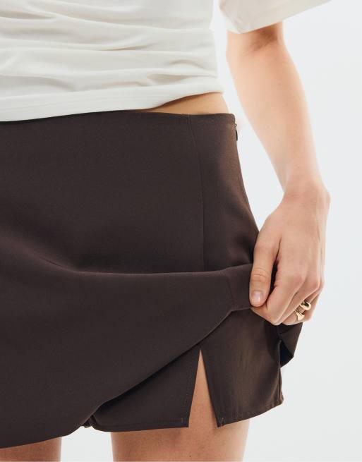 Stradivarius - Skort met zijsplit in bruin, 4 van 7