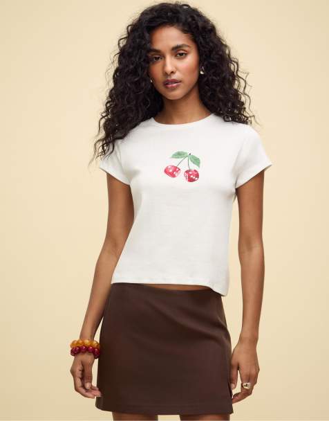 Stradivarius Skort with side slit in brown - view 1