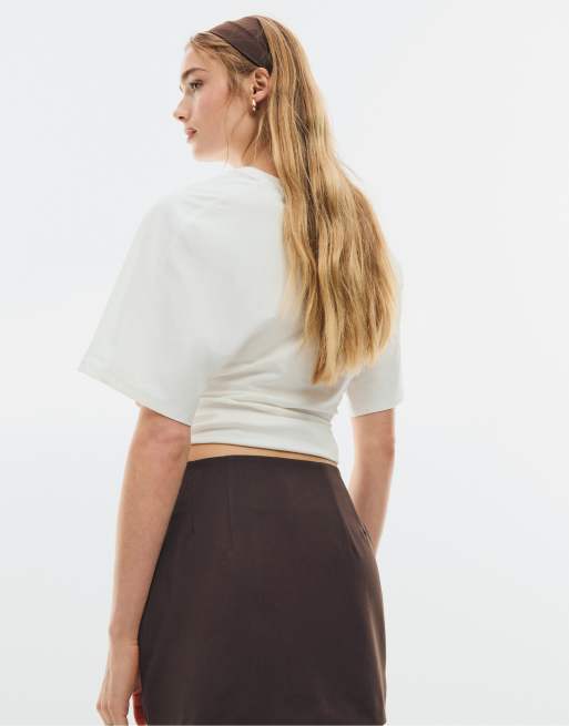 Stradivarius Skort with side slit in brown, 3 of 7