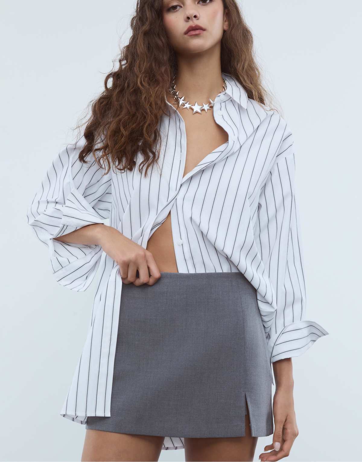 Stradivarius Skort with side slit in dark grey
