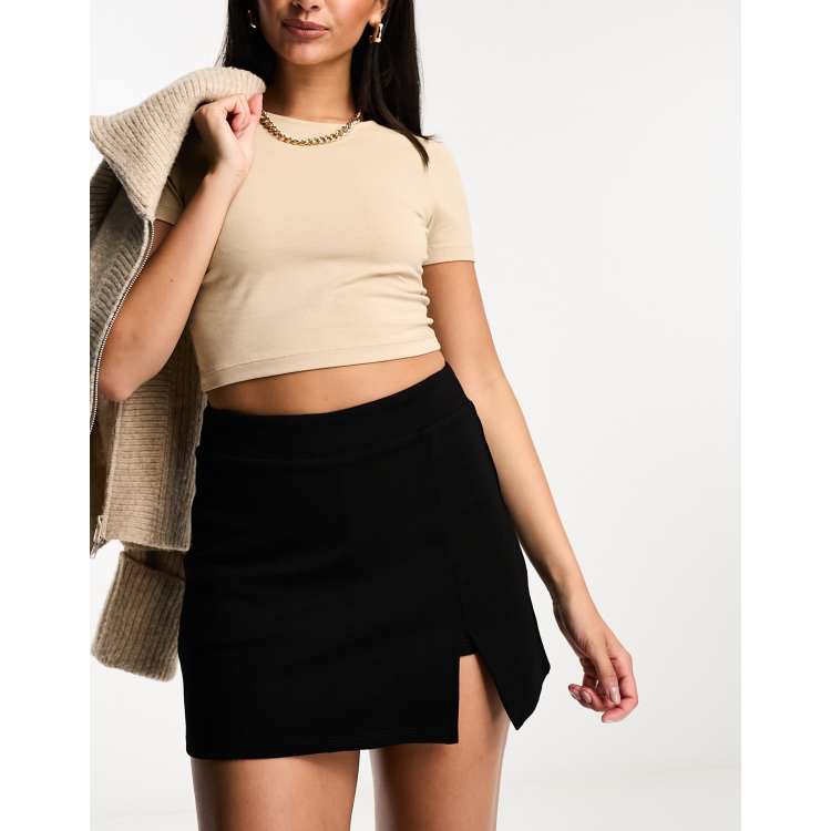 Stradivarius skort with side split in black